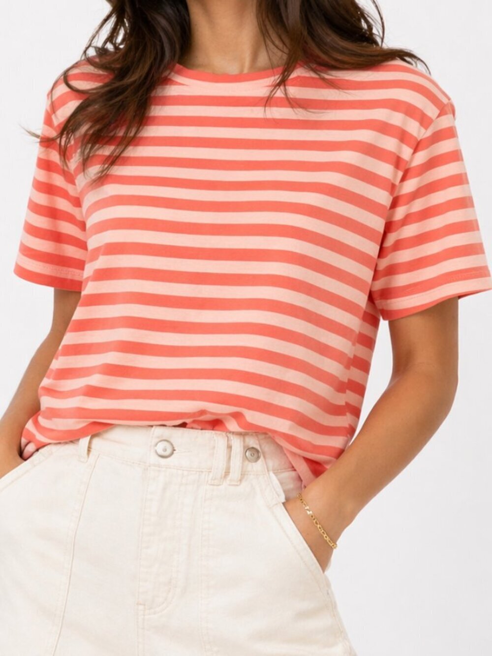 FJALLRAVEN Art Striped Short Sleeve Cotton Shirt Poppy Fields Large NWOT
